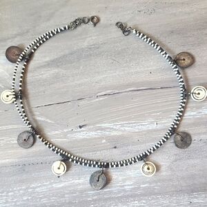 Black n cream BoHo necklace 1970